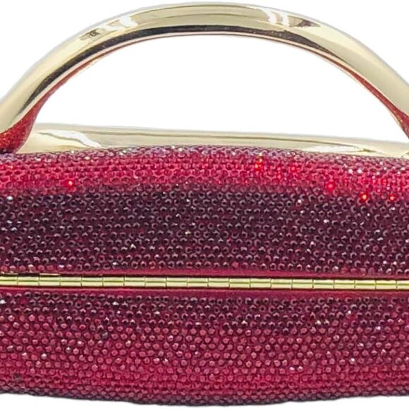 Burgundy Rhinestone Mini Clutch Purse for Women - Sparkly Evening Bag for Weddin